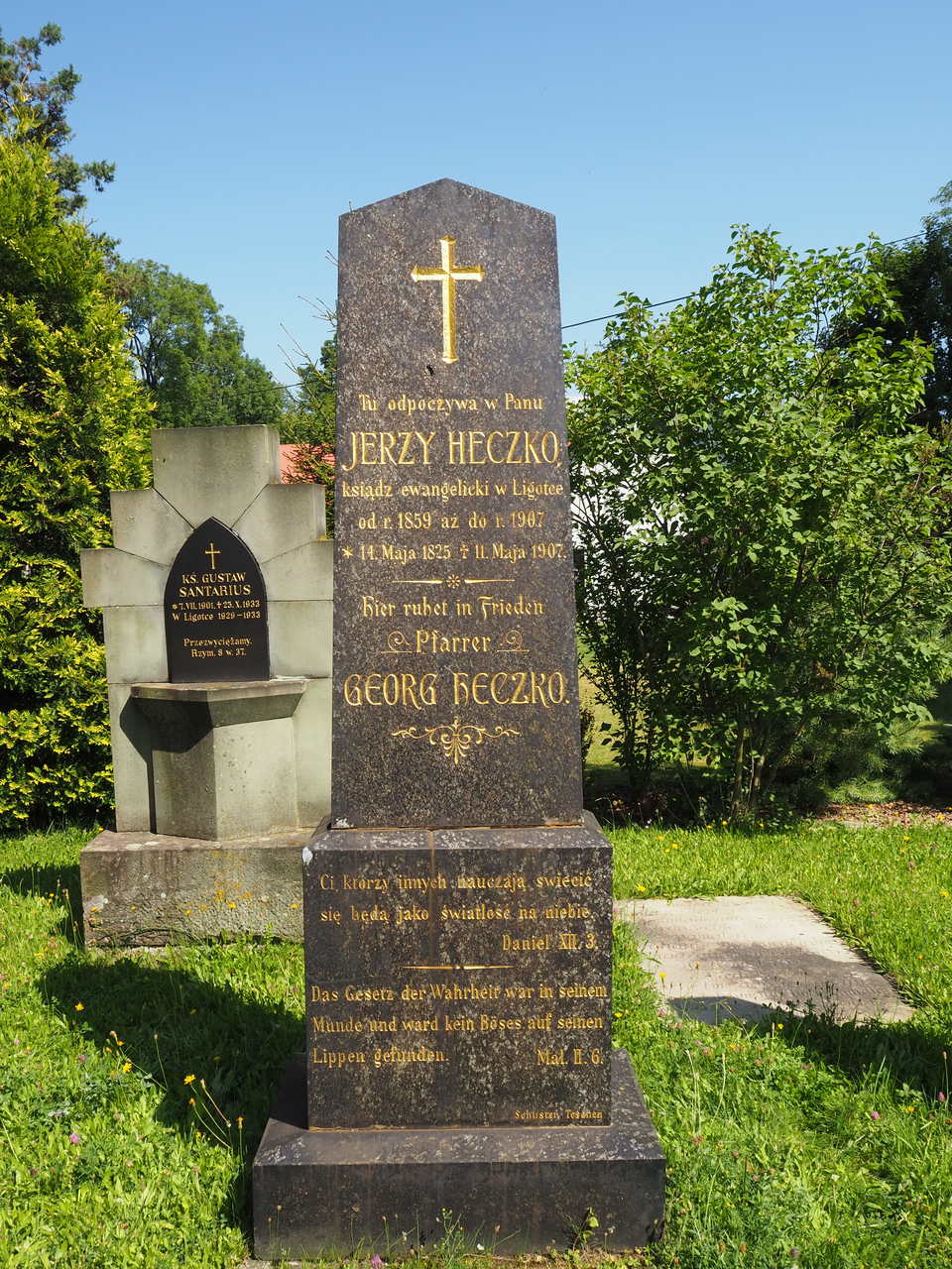 Tombstone of Jerzy Heczko, cemetery in Ligotka Kameralna, as of 2022