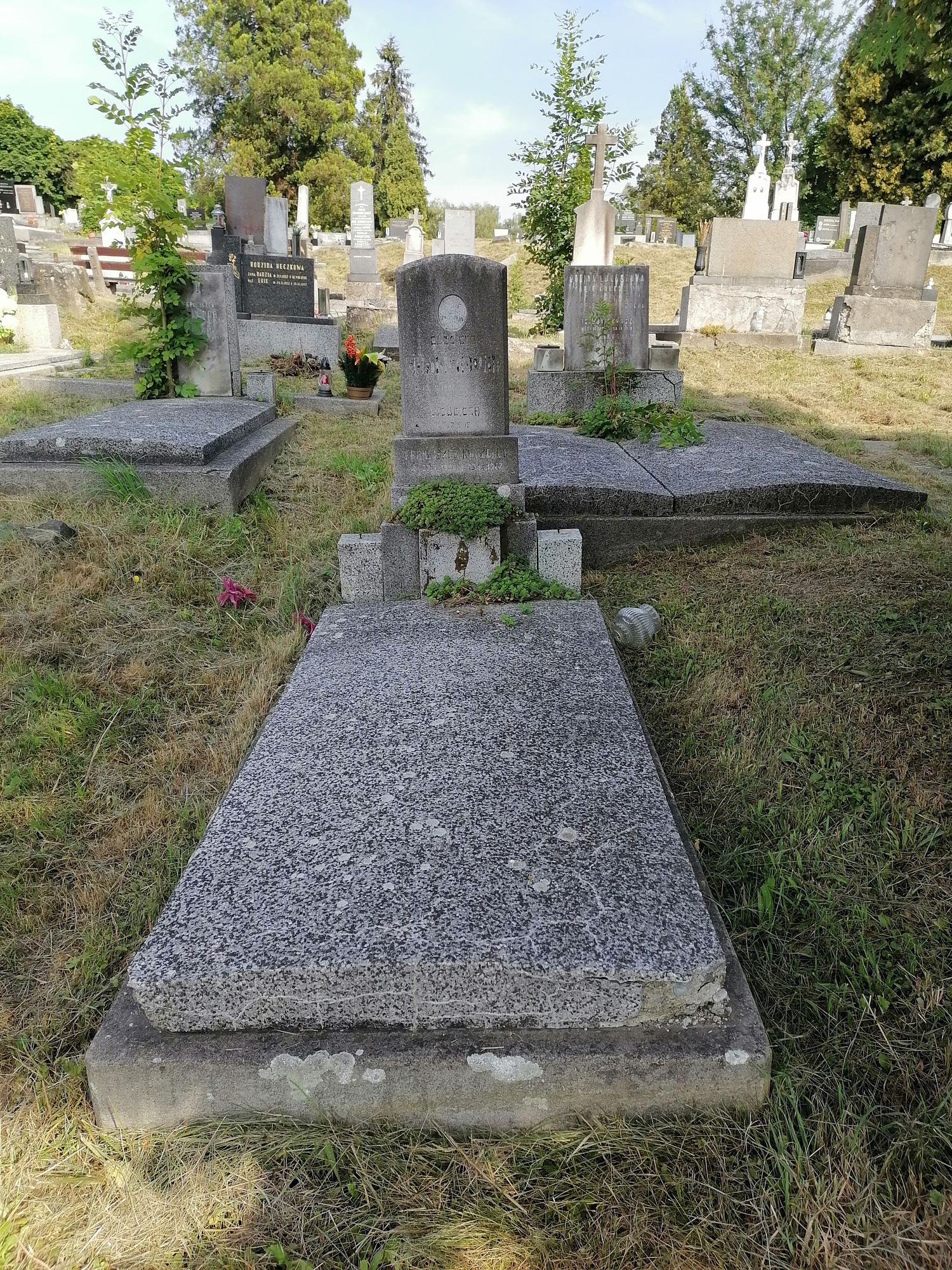Gravestone of Elisabeth N.N., Adalbert N.N., František Kurzonek, Karviná Doły cemetery, state 2022