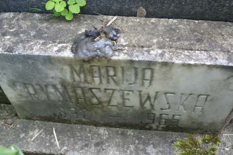 Fragment of the gravestone of Maria and Pavel Rymaszewski, Ross Cemetery in Vilnius, as of 2013.