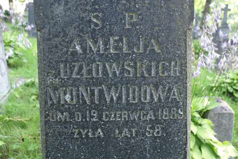 Fragment of Amelia Montwidova's tombstone, Ross Cemetery in Vilnius, as of 2013.