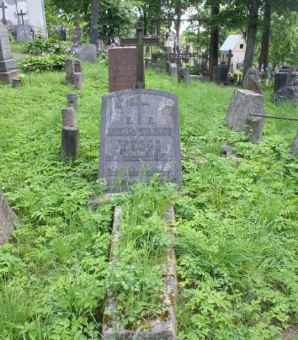 Nagrobek Anieli Wyzgo, cmentarz na Rossie w Wilnie, stan z 2013 r.