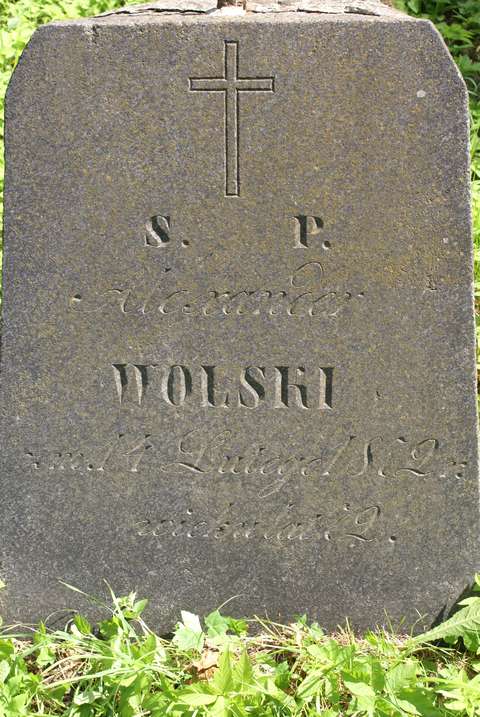 Fragment of Aleksander Wolski's tombstone, Ross Cemetery in Vilnius, as of 2013.