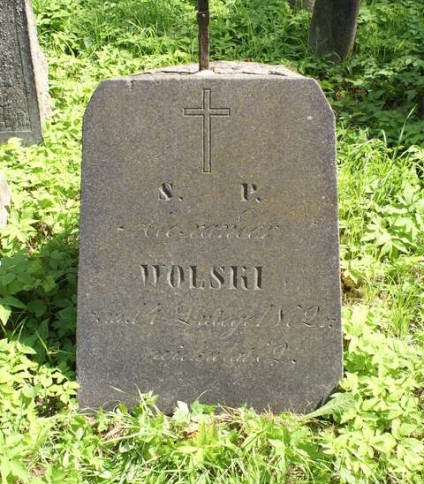 Nagrobek Aleksandra Wolskiego, cmentarz na Rossie w Wilnie, stan z 2013 r.