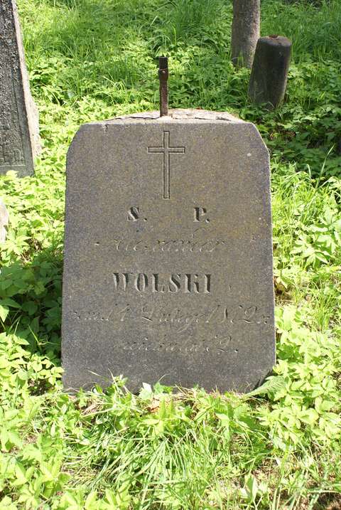 Tombstone of Aleksander Wolski, Rossa cemetery in Vilnius, as of 2013.