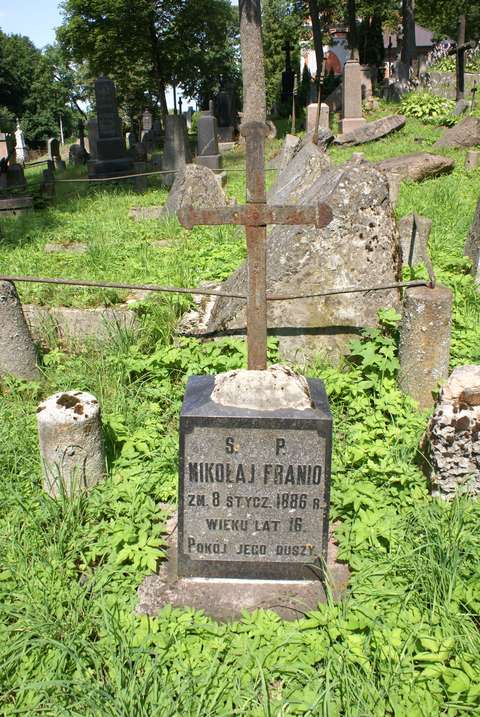 Nagrobek Mikołaja Franio, cmentarz na Rossie w Wilnie, stan z 2013 r.