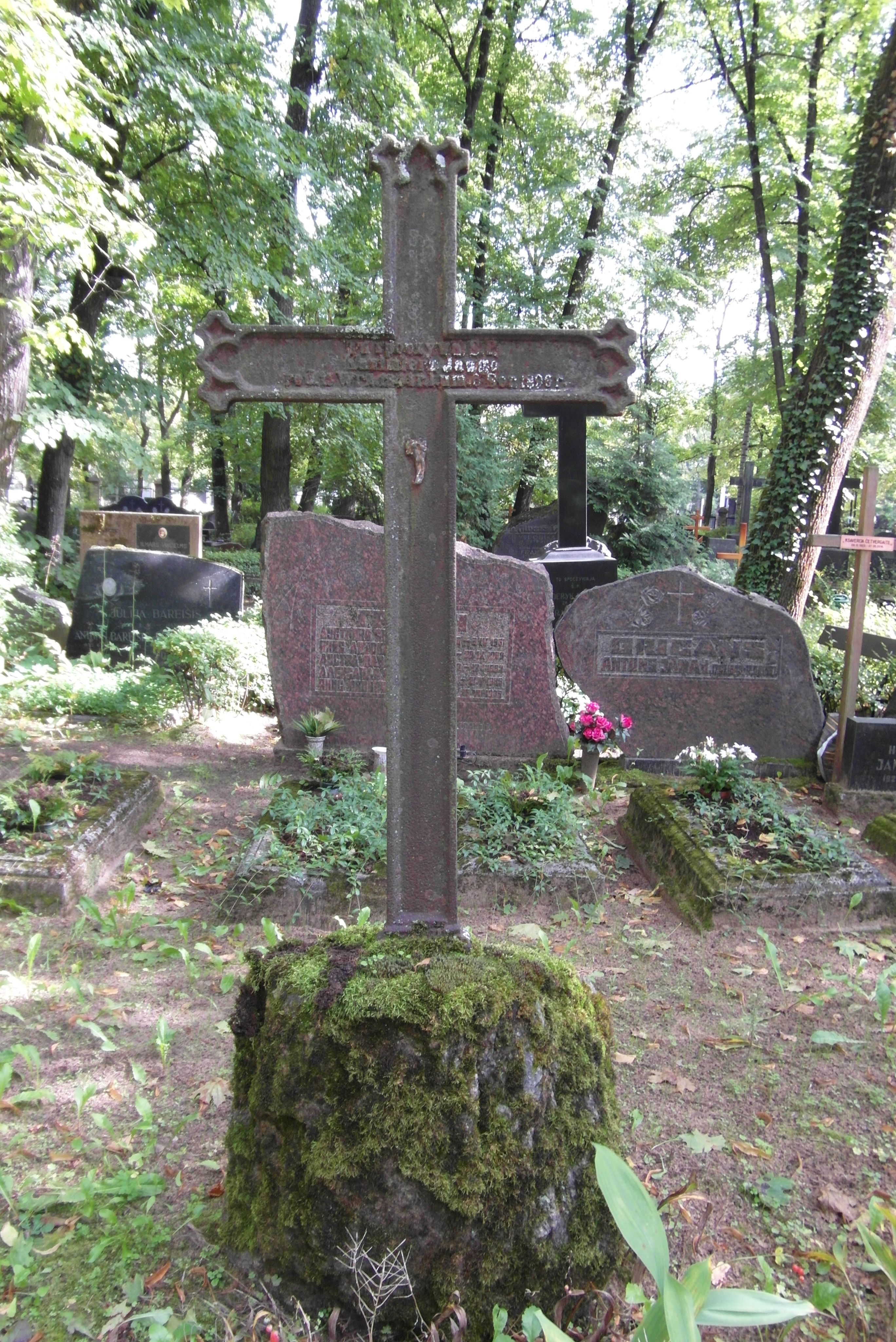 Tombstone of Casimir Jawgo, St Michael's cemetery in Riga, as of 2021.