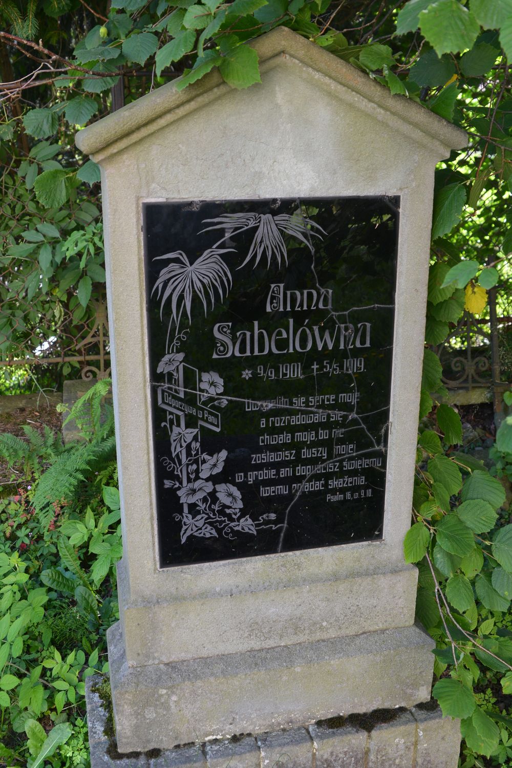 Tomb of Anna Sabela, Evangelical cemetery in Ligotka Kameralna