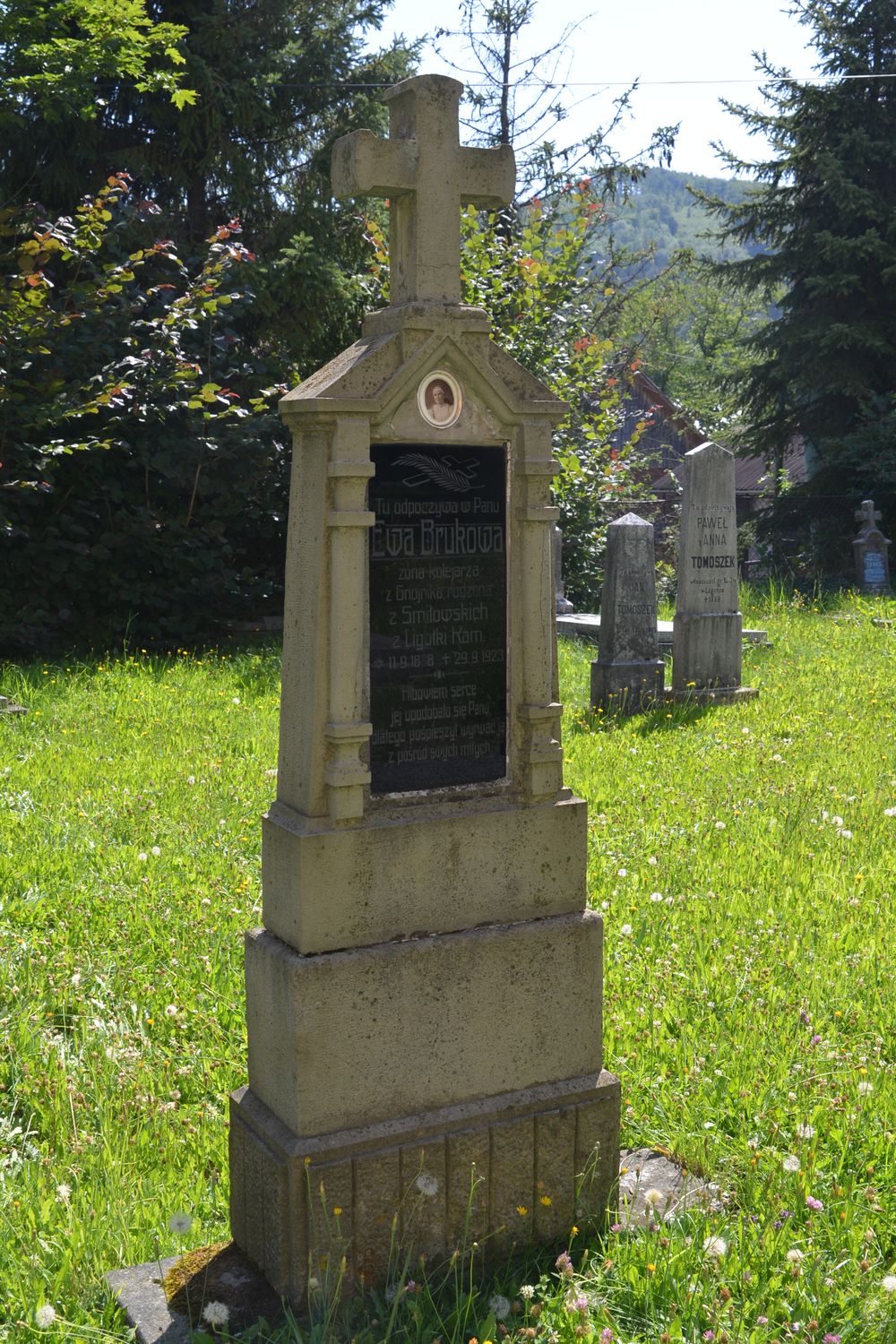 Tombstone of Ewa Bruk, Evangelical cemetery in Ligotka Kameralna