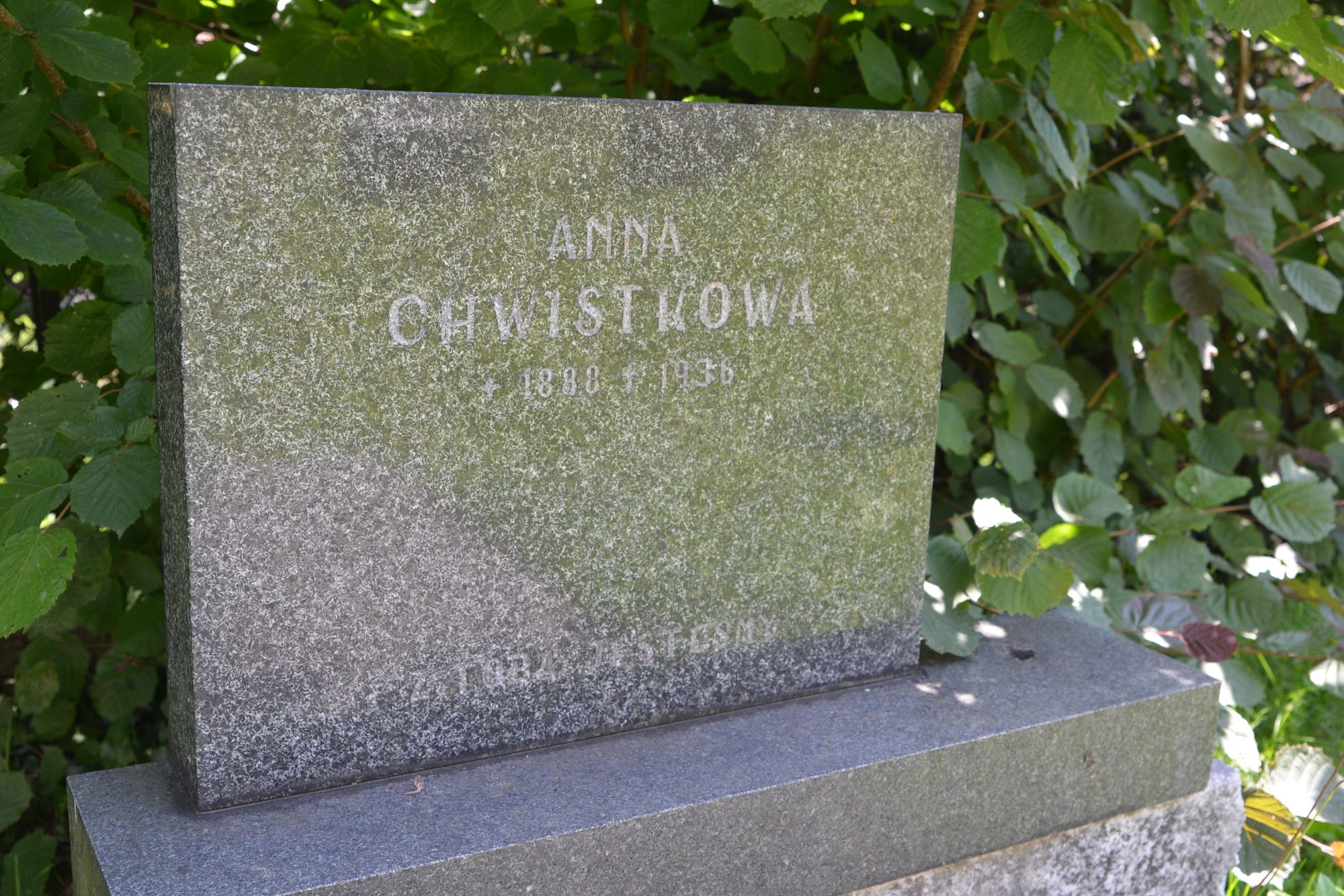Tomb of Anna Chwistek, Evangelical cemetery in Ligotka Kameralna