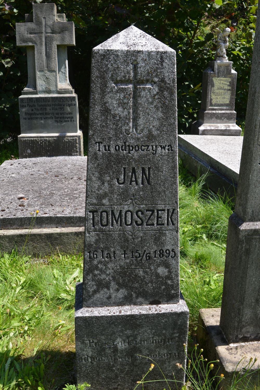 Nagrobek Jana Tomoszka, cmentarz ewangelicki w Ligotce Kameralnej
