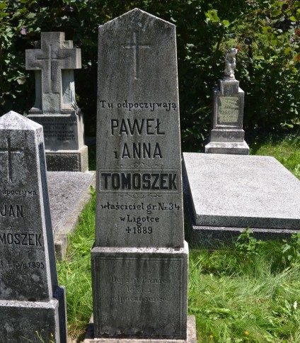 Nagrobek Anny i Pawła Tomoszków, cmentarz ewangelicki w Ligotce Kameralnej