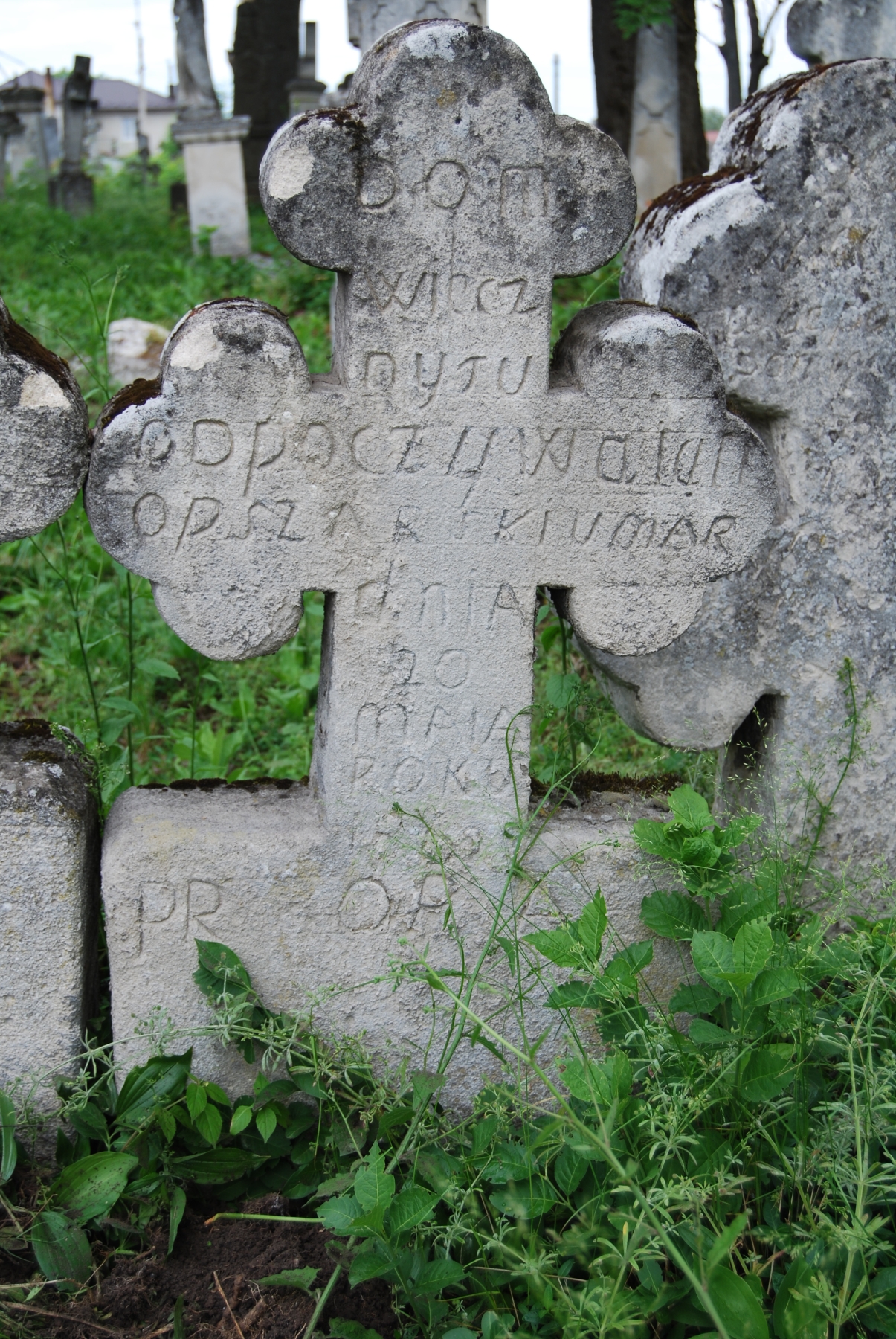 Nagrobek jana Opszarskiego, cmentarz w Zbaraż, stan z 2018