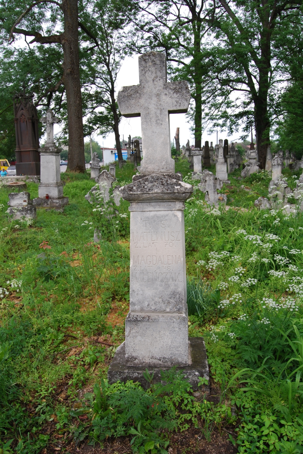 Tombstone of Matthew and Magdalena Malenczak, Zbarazh cemetery, state of 2018