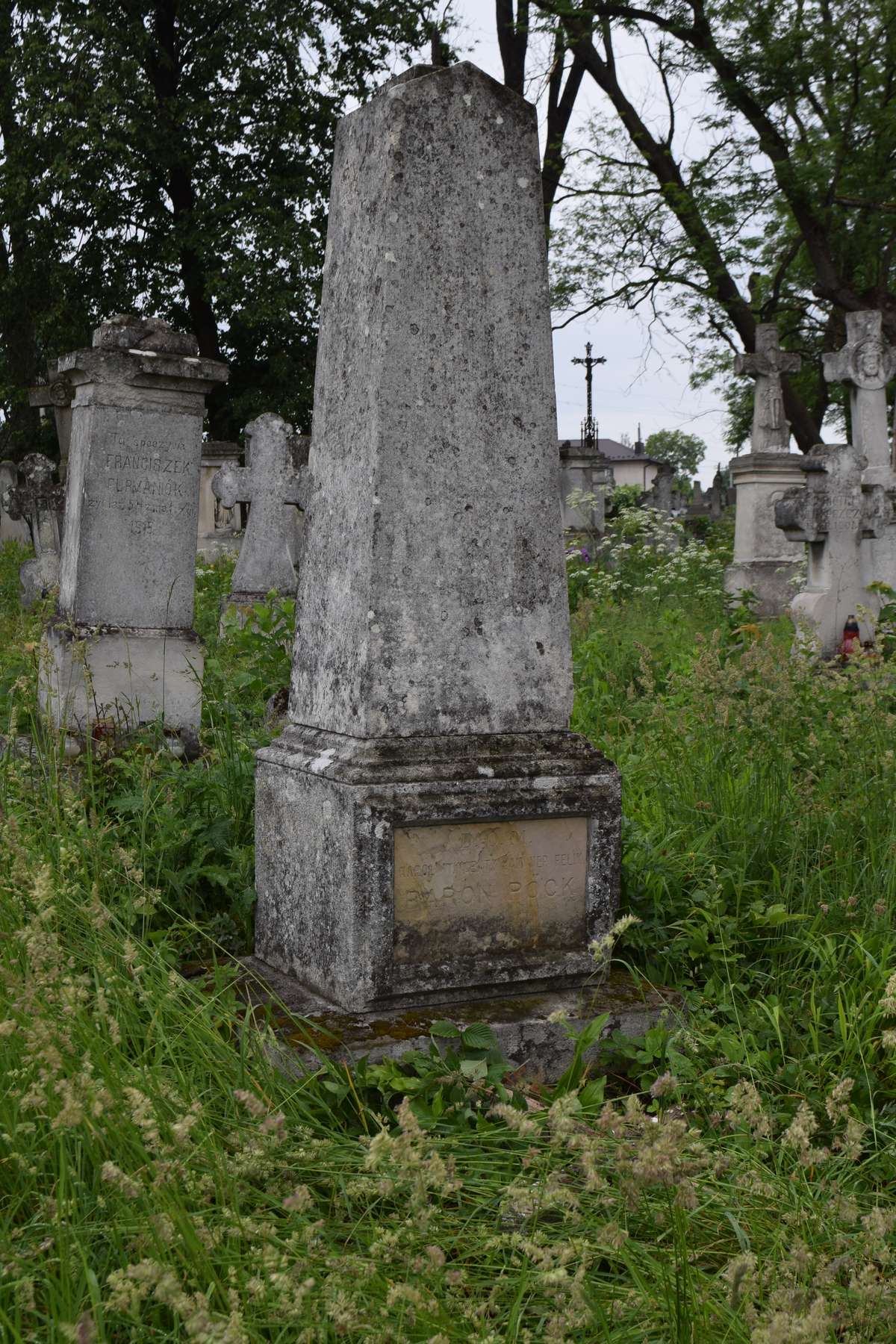 Tombstone of Karol Pöck, Zbarazh cemetery, state of 2018