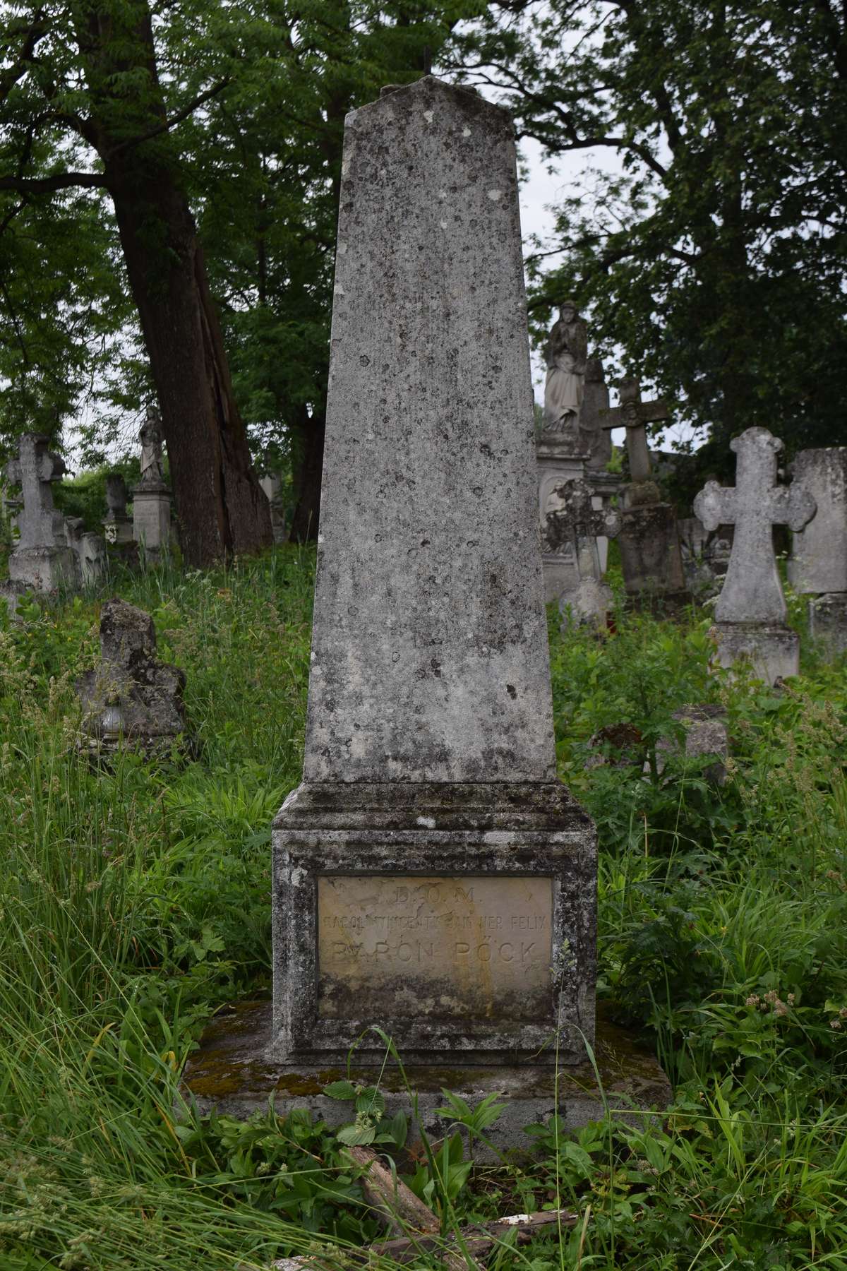 Tombstone of Karol Pöck, Zbarazh cemetery, state of 2018