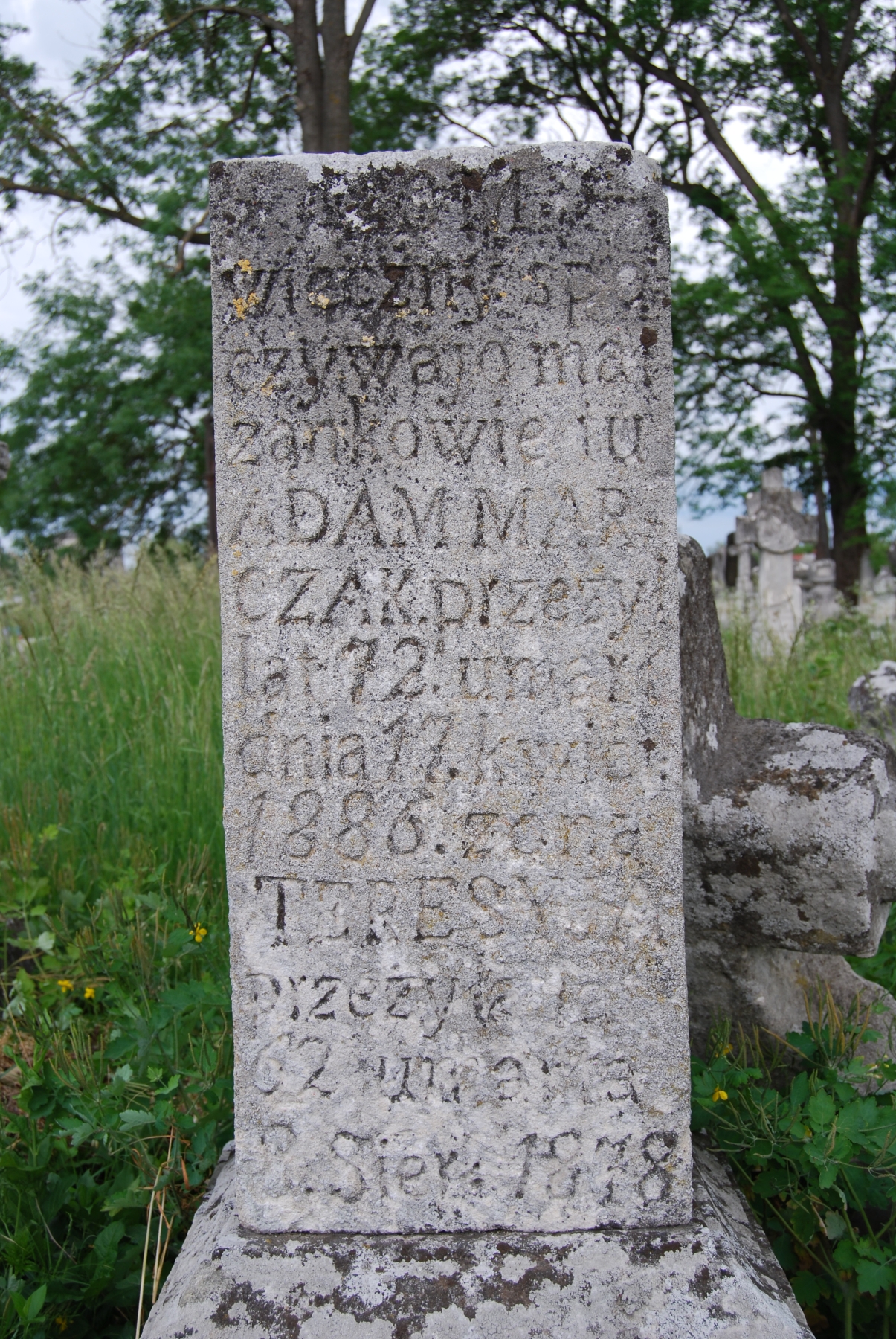 Tombstone of Adam and Teresa Marczak, Zbarazh cemetery, as of 2018