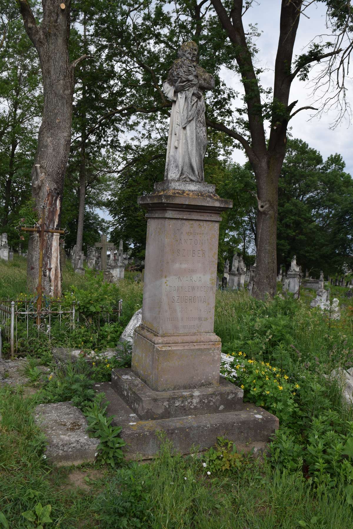 Tombstone of Antoni and Maria Szuber, Zbarazh cemetery, state 2018