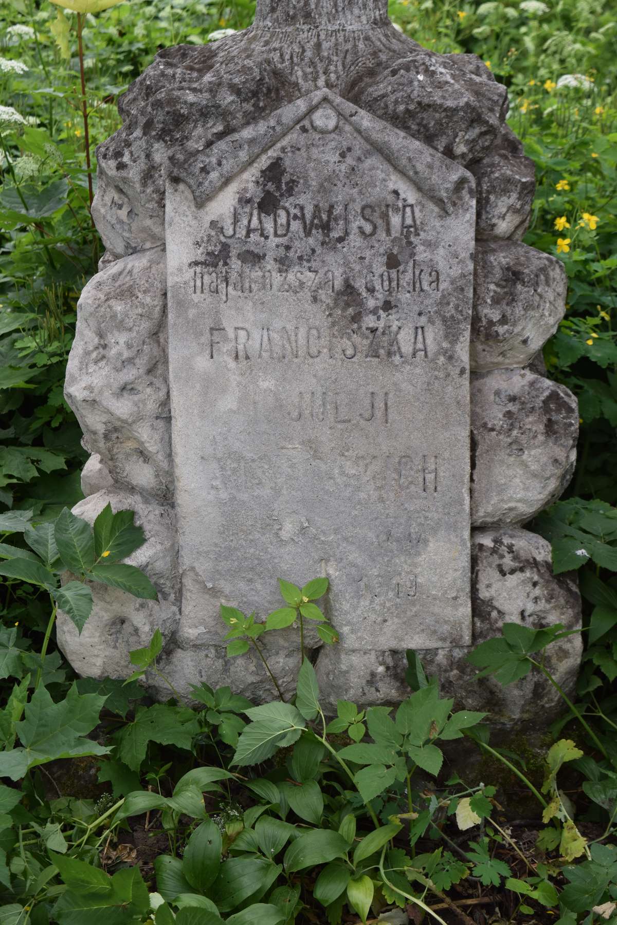 Fragment nagrobka Jadwigi Wisłockiej, cmentarz w Zbarażu, stan z 2018