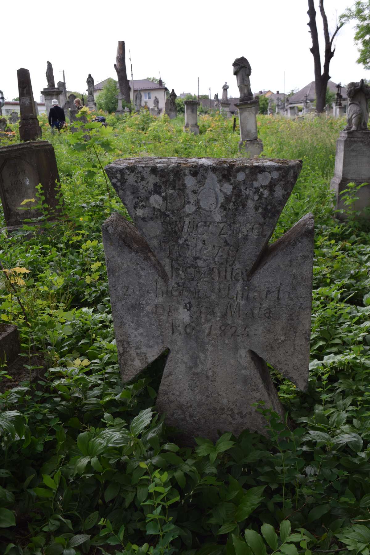 Tombstone of Rozalia Zychlewa, Zbarazh cemetery, as of 2018