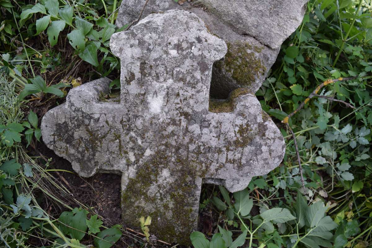 Fragment of the tombstone of Franciszek and Julia Załwicki, Zbarazh cemetery, state of 2018