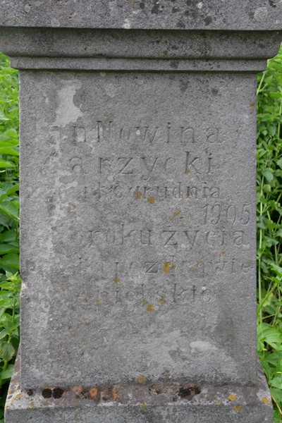 Inscription of Jan Karzycki's gravestone, Zbarazh cemetery, as of 2018