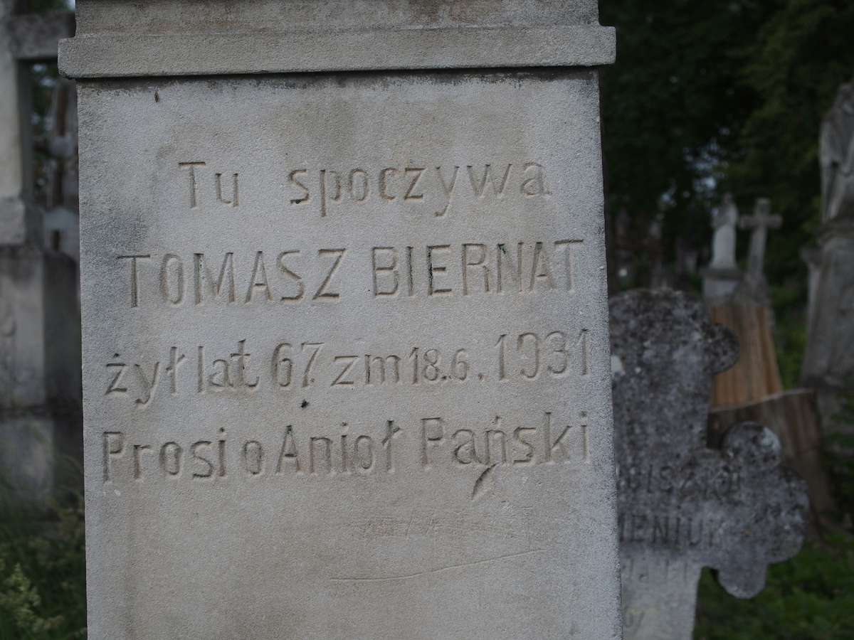 Tomas Biernat's tombstone, Zbarazh cemetery, as of 2018.