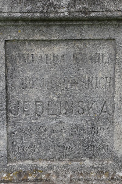 Inscription of the tombstone of Romualda Jedlińska, Zbarazh cemetery, as of 2018