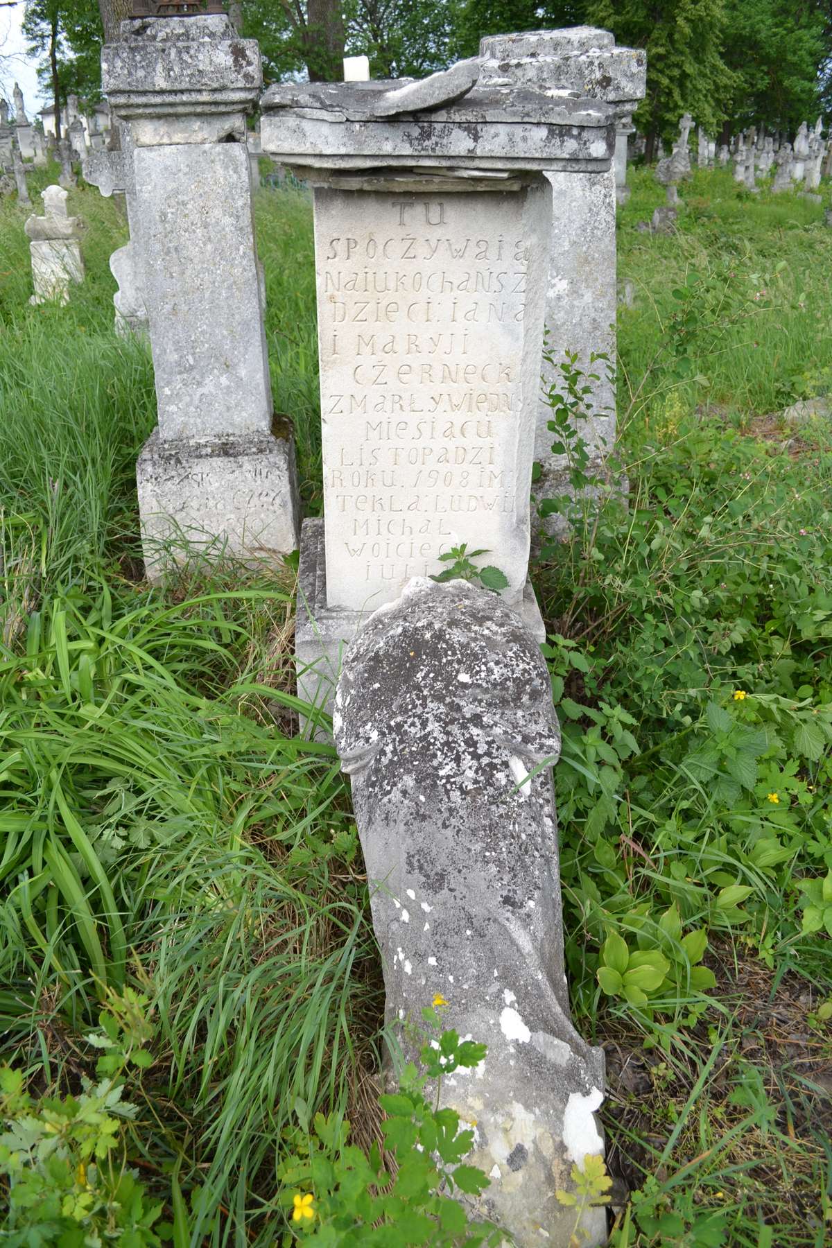 Nagrobek rodziny Czerneckich, cmentarz w Zbarażu, stan z 2018 roku