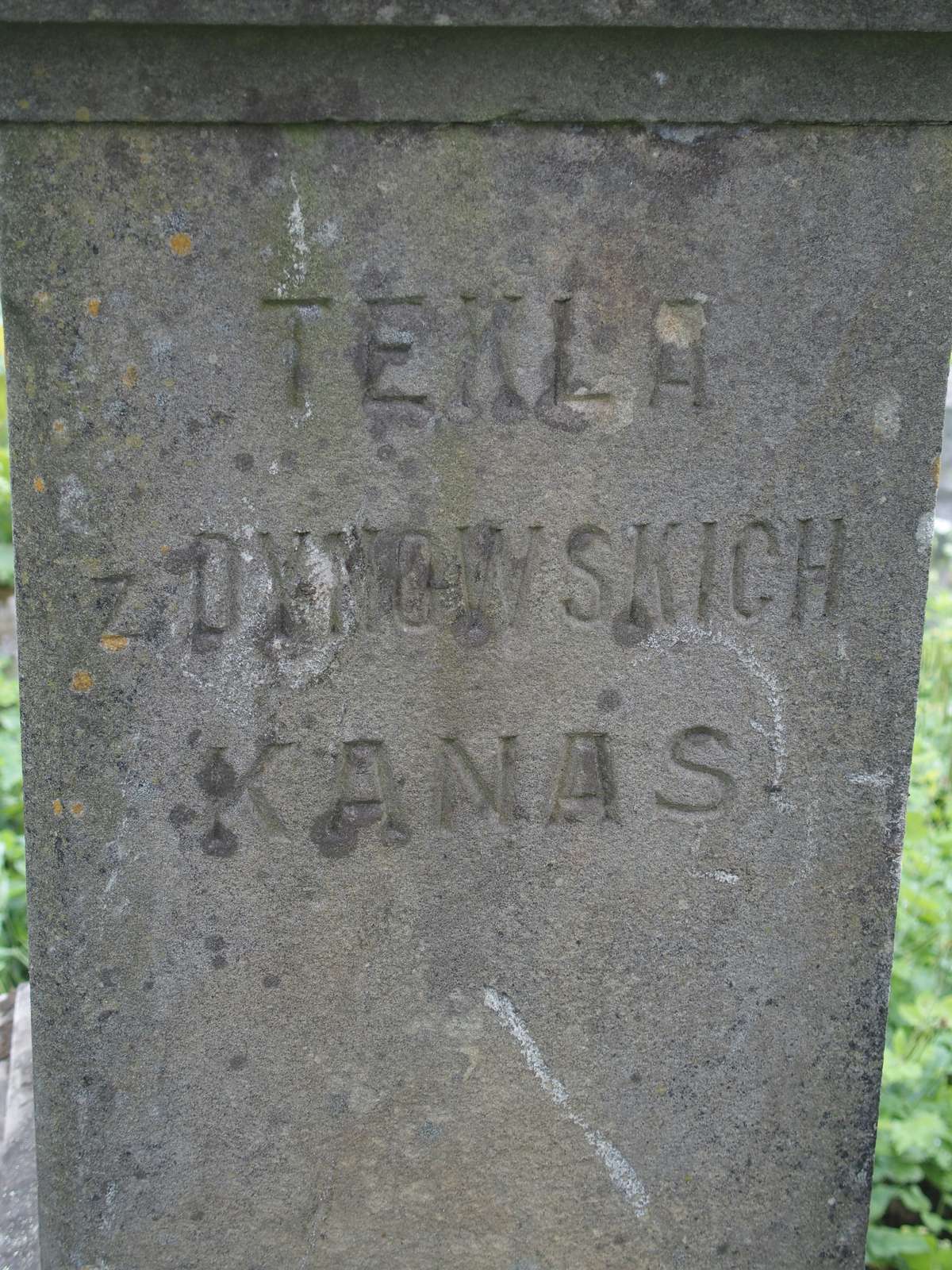 Tombstone of Joseph, Barbara and Tekla Kanas, Zbarazh cemetery, as of 2018.