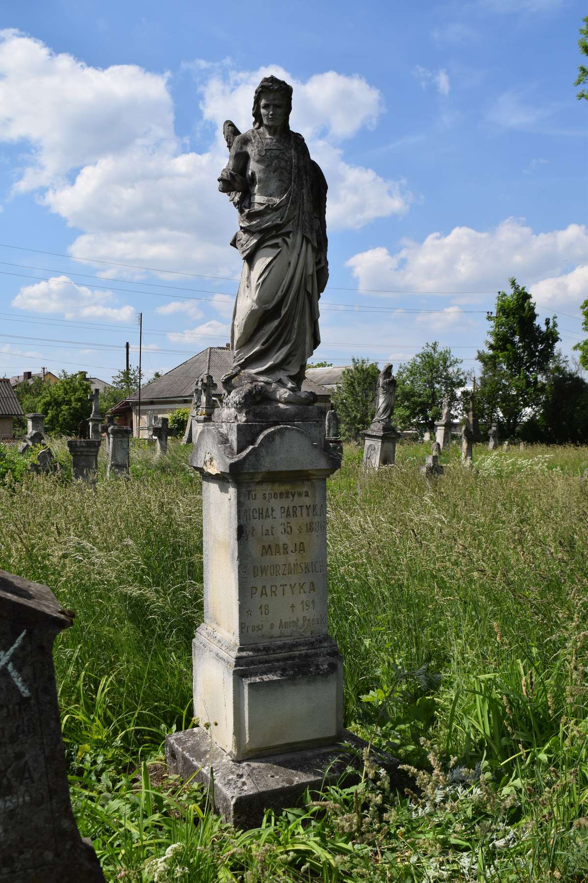 Tombstone of Maria and Michal Partyka, Zbarazh cemetery, state of 2018