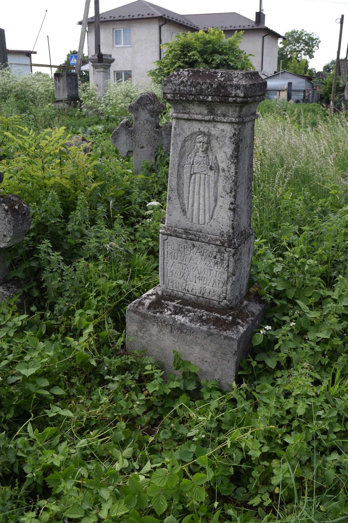 Tombstone of Karol Mucha, Zbarazh cemetery, state of 2018