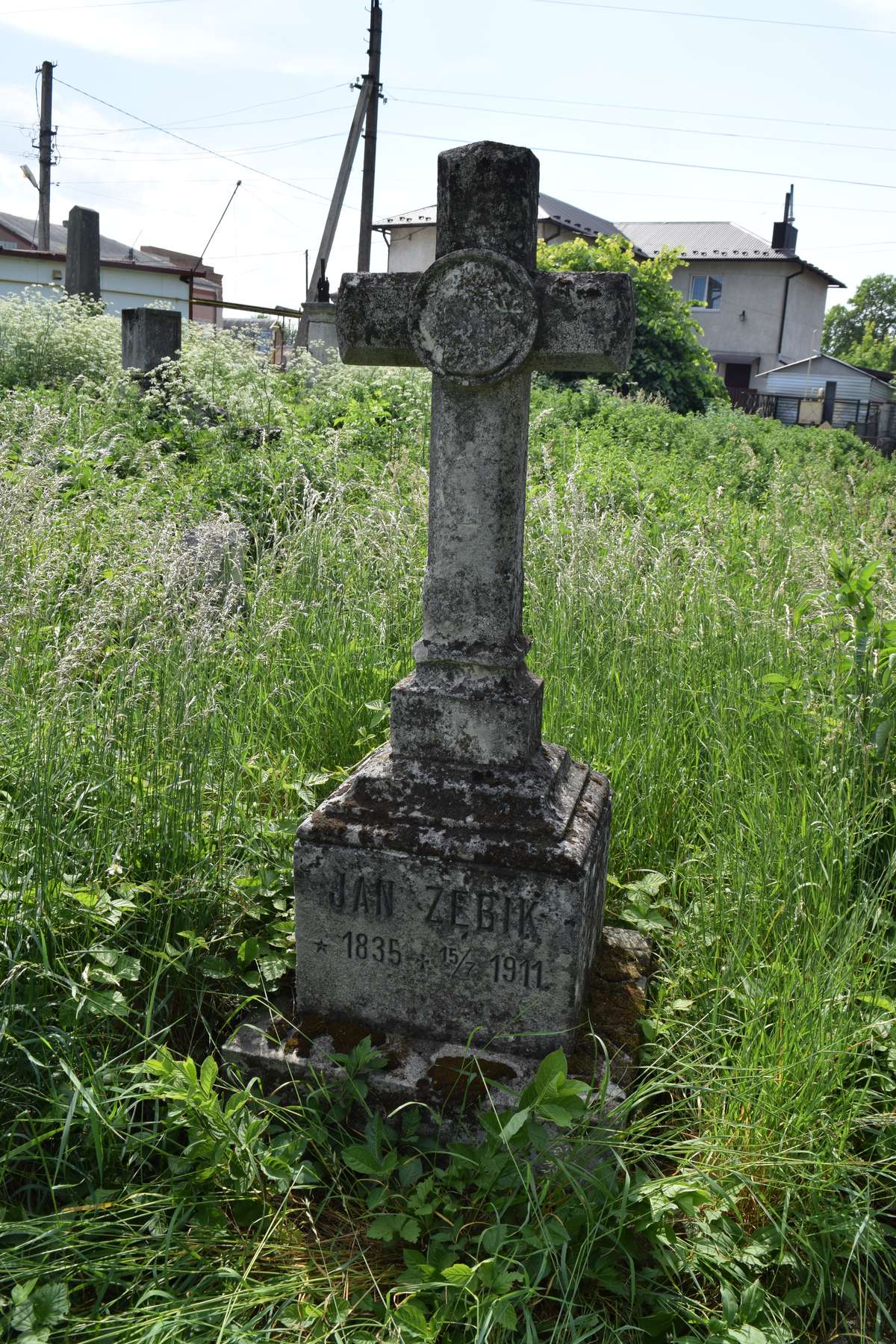 Tombstone of Jan Zębik, Zbarazh cemetery, state of 2018
