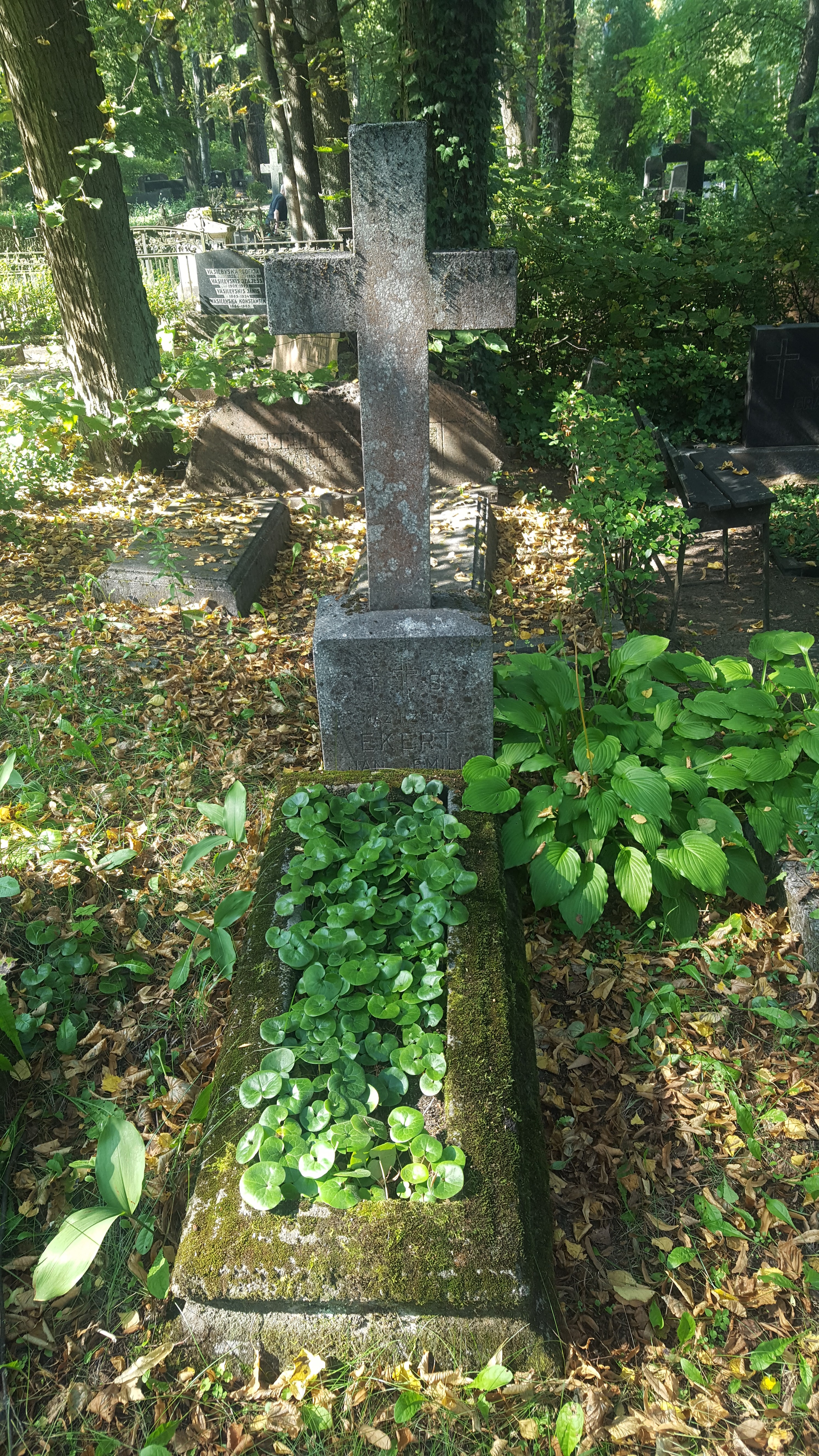 Tombstone of Emilia and Jan Ekert, St Michael's cemetery in Riga, 2021 state