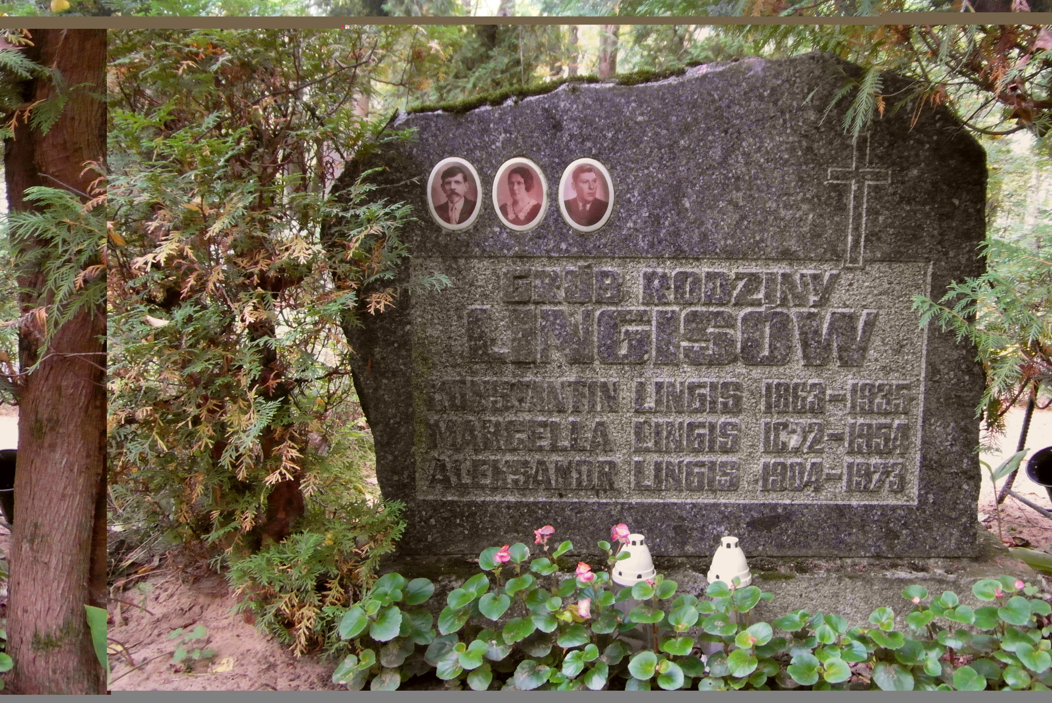 Grób rodziny Lingisów, cmentarz św. Michała w Rydze, stan z 2021 r.