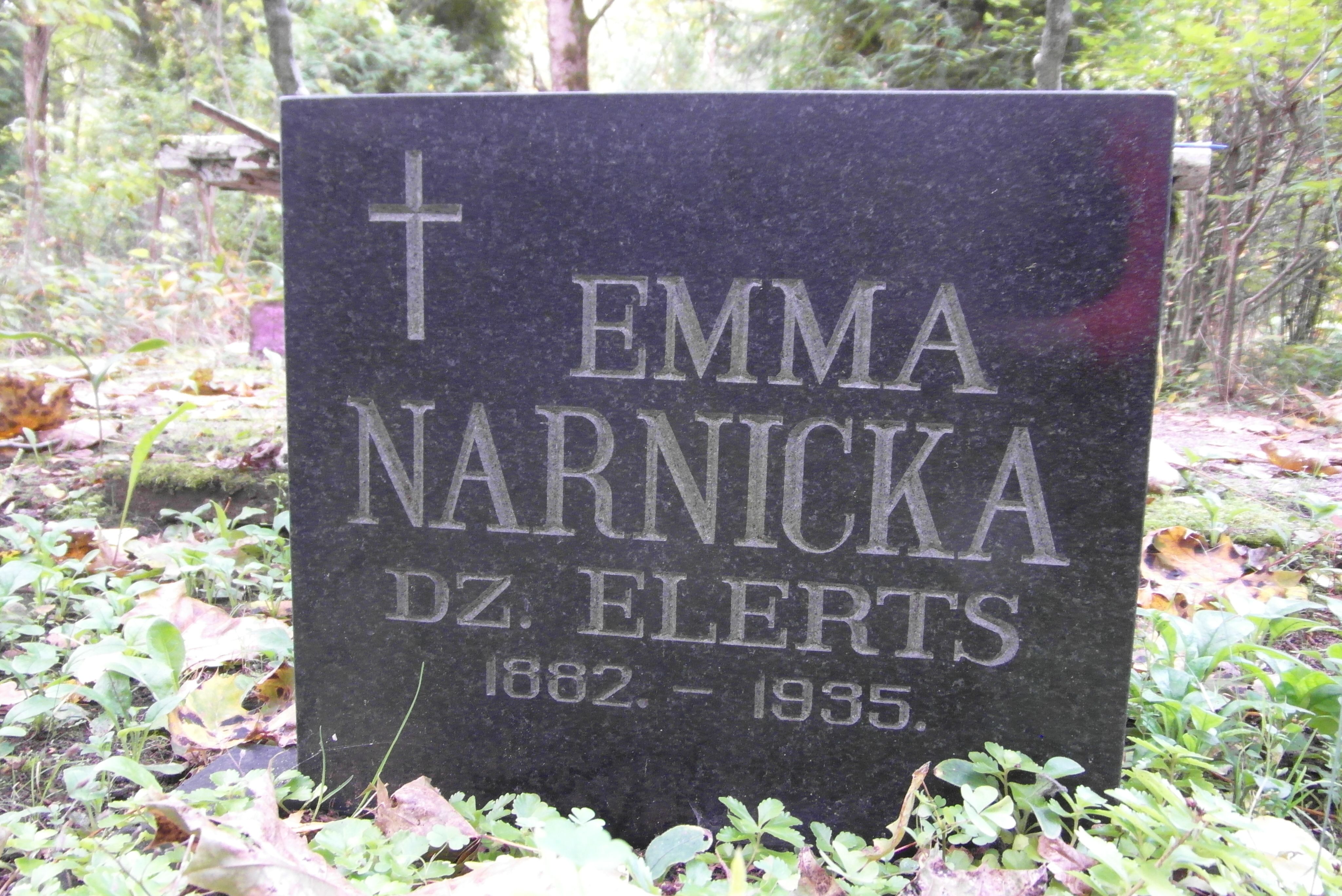 Tombstone of Emma Narnicka, St Michael's cemetery in Riga, as of 2021.