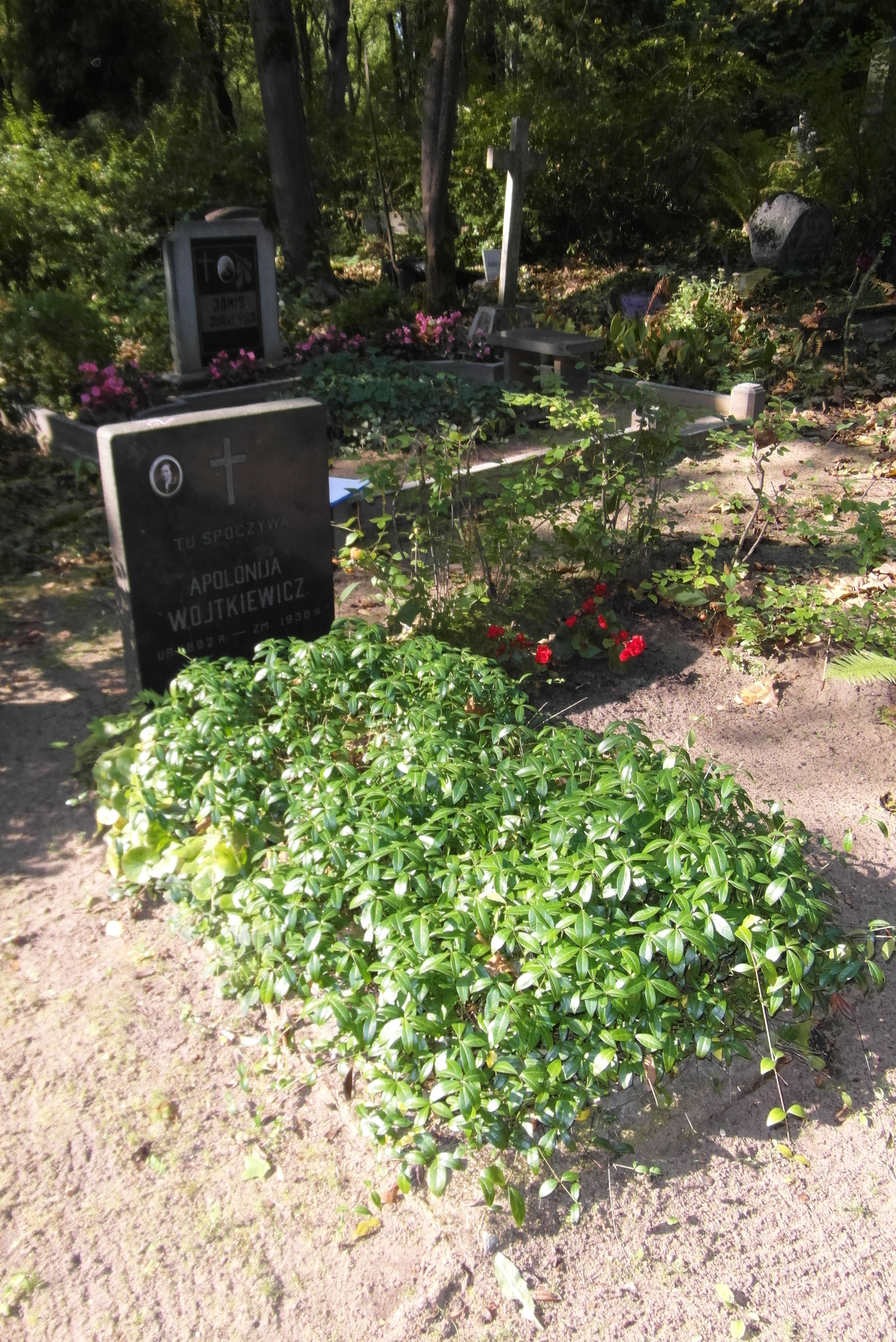 Gravestone of Apolonia Wojtkiewicz, St Michael's cemetery in Riga, as of 2021.