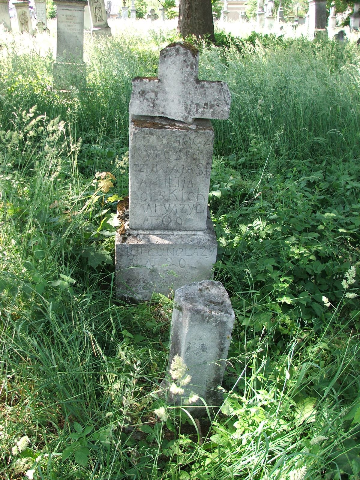 Tombstone of Maria and Petronela Solska, Zbarazh cemetery, state of 2018