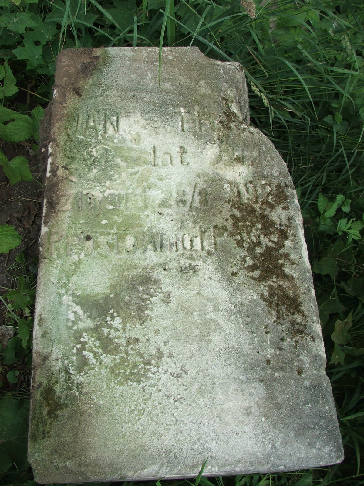 Tombstone of Jan N.N., Zbarazh cemetery, state of 2018