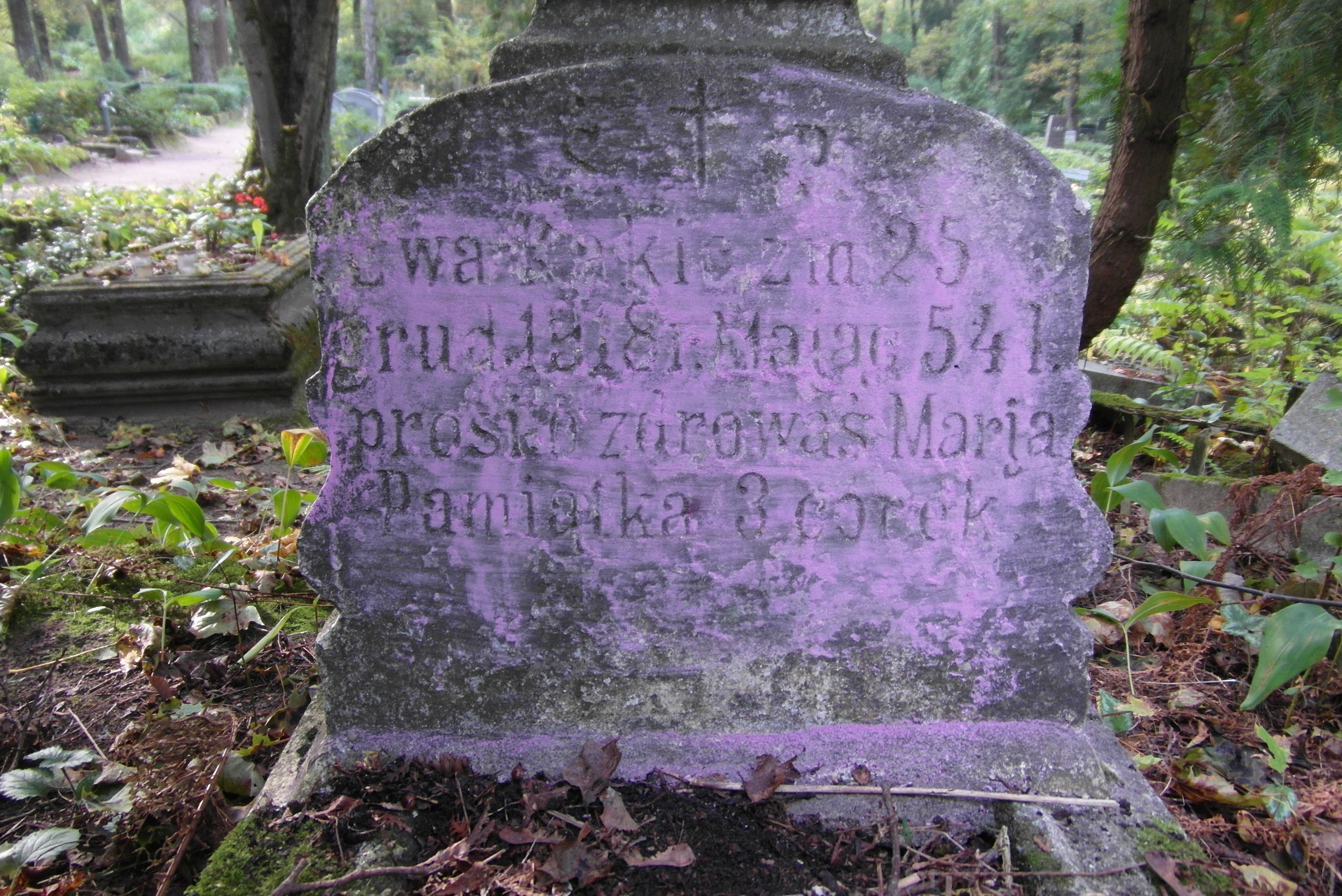 Inscription from the gravestone of Eva Rakichin, St Michael's cemetery in Riga, as of 2021.