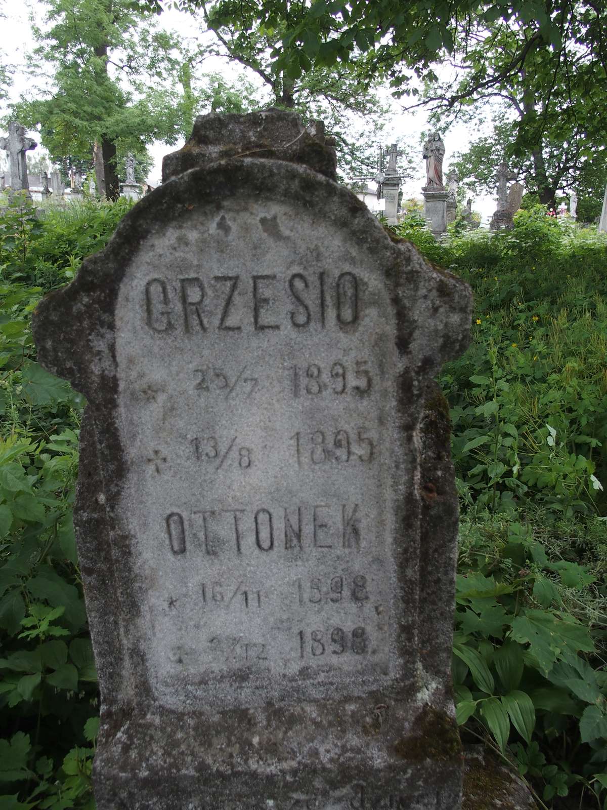 Nagrobek Grzegorza i Ottona Zachariasiewicz, cmentarz w Zbarażu, stan z 2018 r.
