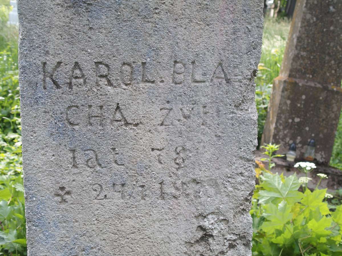 Tombstone of Karol Blacha, Zbarazh cemetery, as of 2018.