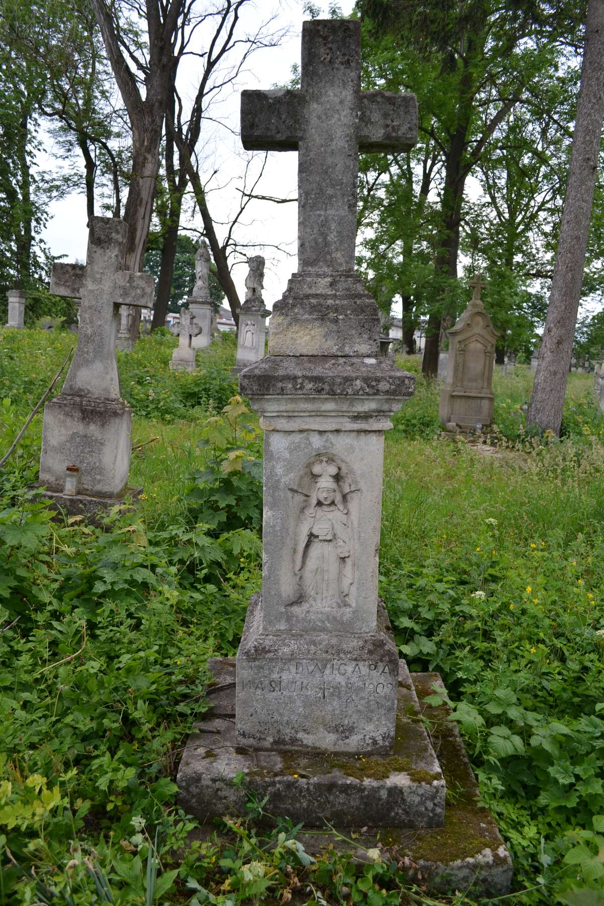 Tombstone of Jadwiga Panasiuk, Zbarazh cemetery, state of 2018