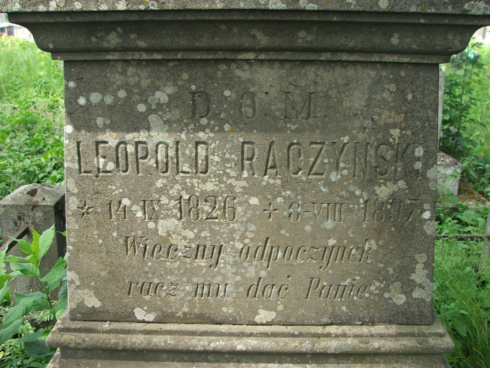 Tombstone of Leopold Raczynski, Zbarazh cemetery, as of 2018