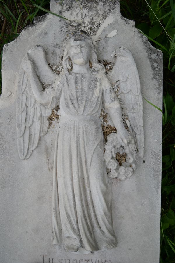 Detail of the gravestone of Stefania Skrypij, Zbarazh cemetery, state of 2018