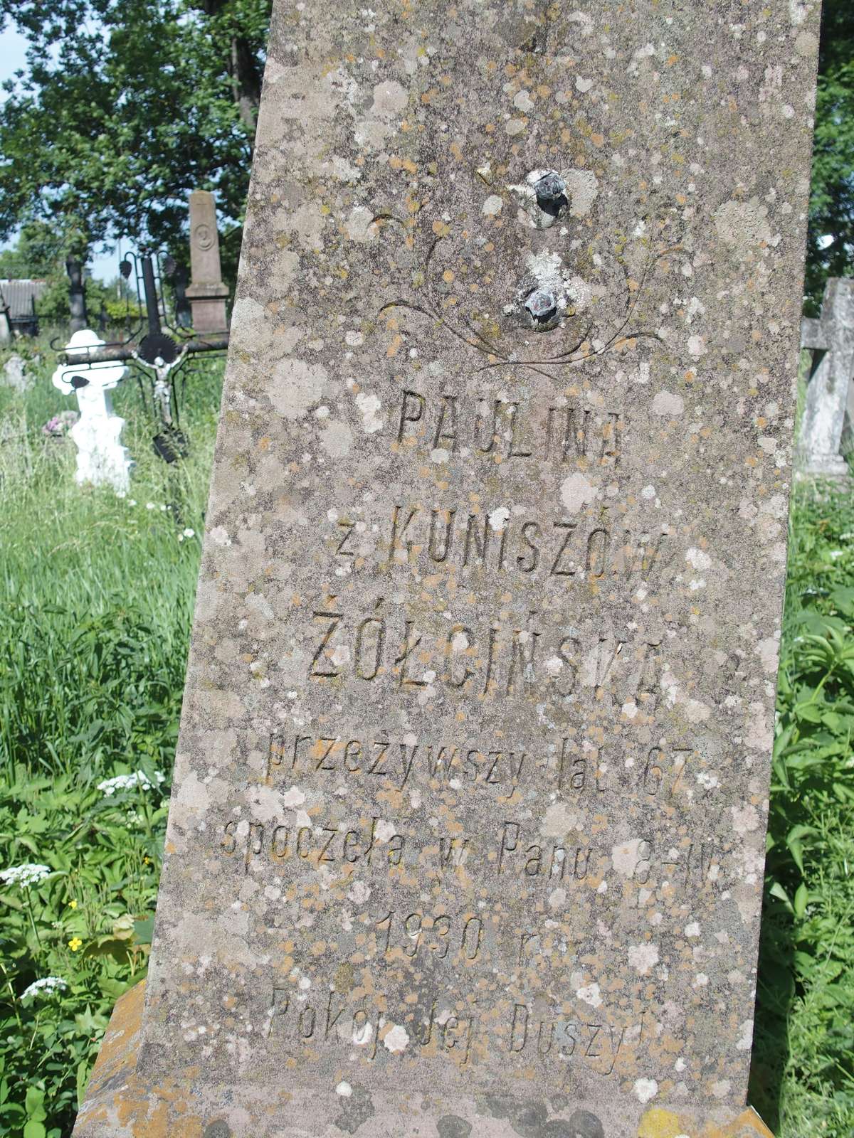 Tombstone of Paulina Żółcińska, Zbaraż cemetery, as of 2018.