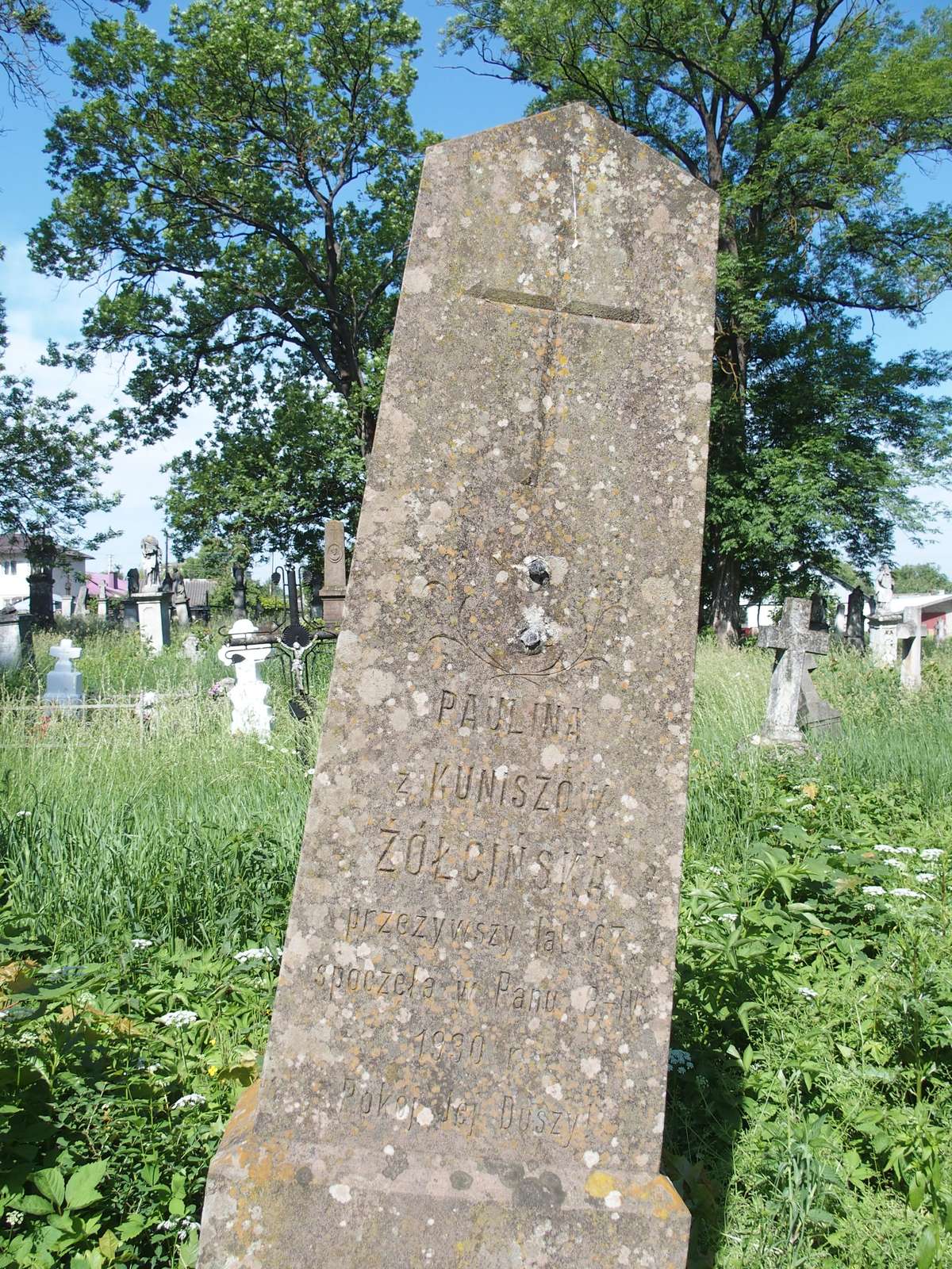 Tombstone of Paulina Żółcińska, Zbaraż cemetery, as of 2018.