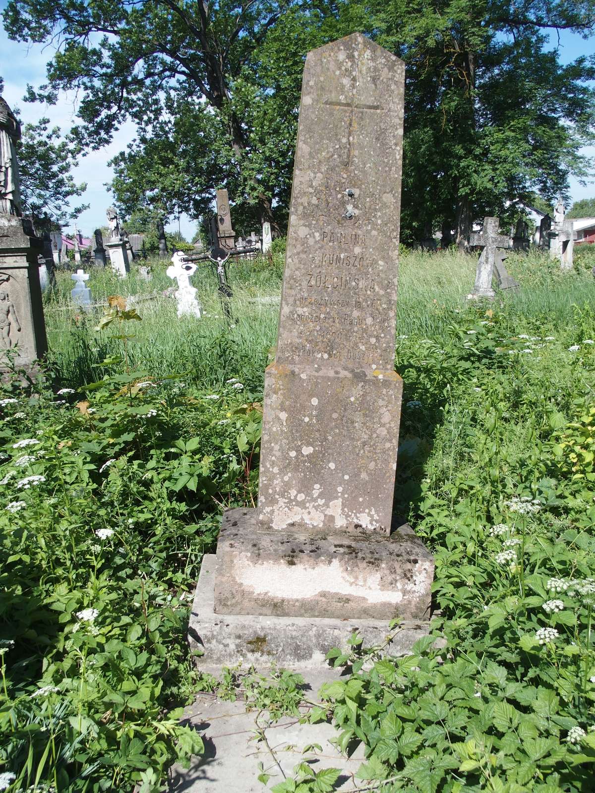 Tombstone of Paulina Żółcińska, Zbaraż cemetery, as of 2018.