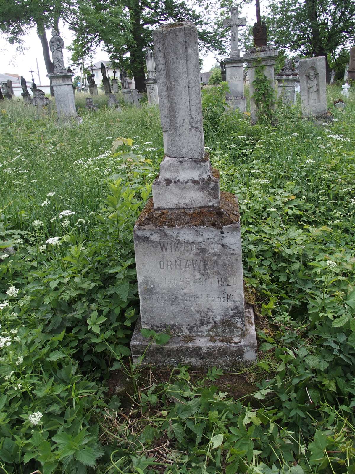 Tombstone of Victoria Ornawka, Zbarazh cemetery, as of 2018.