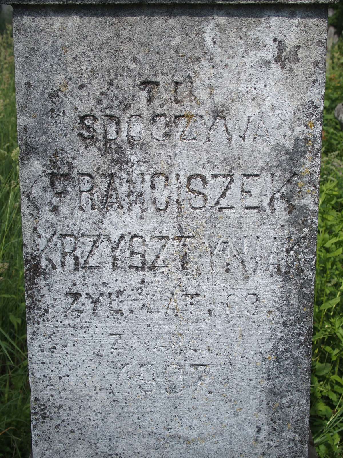 Tombstone of Franciszek Krzysztyniak, Zbarazh cemetery, as of 2018.