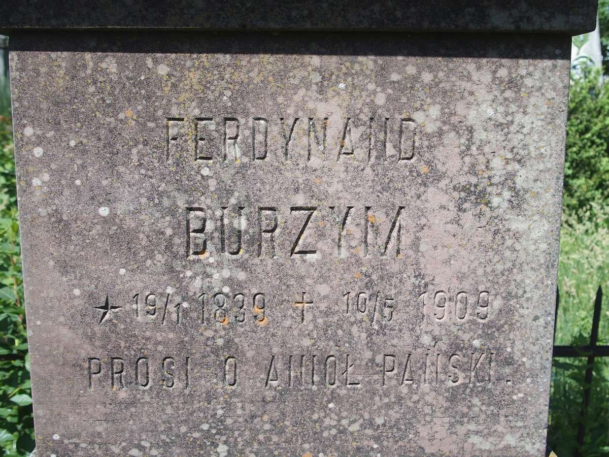 Nagrobek Ferdynanda Burzyma, cmentarz w Zbarażu, stan z 2018 r.